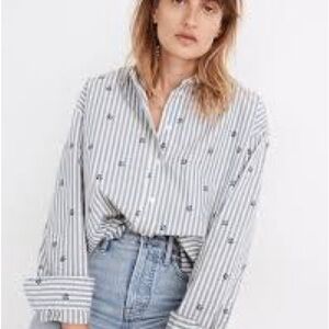 Madewell Floral Painter Shirt in Stell Stripe